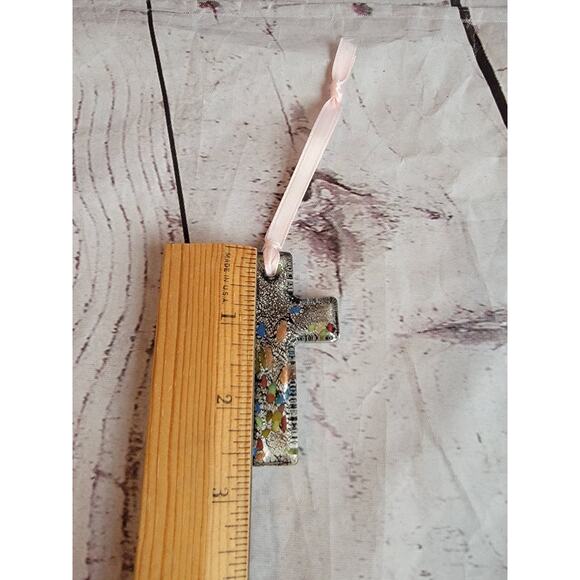 Glass Cross Christmas Ornament Handmade - Picture 6 of 6